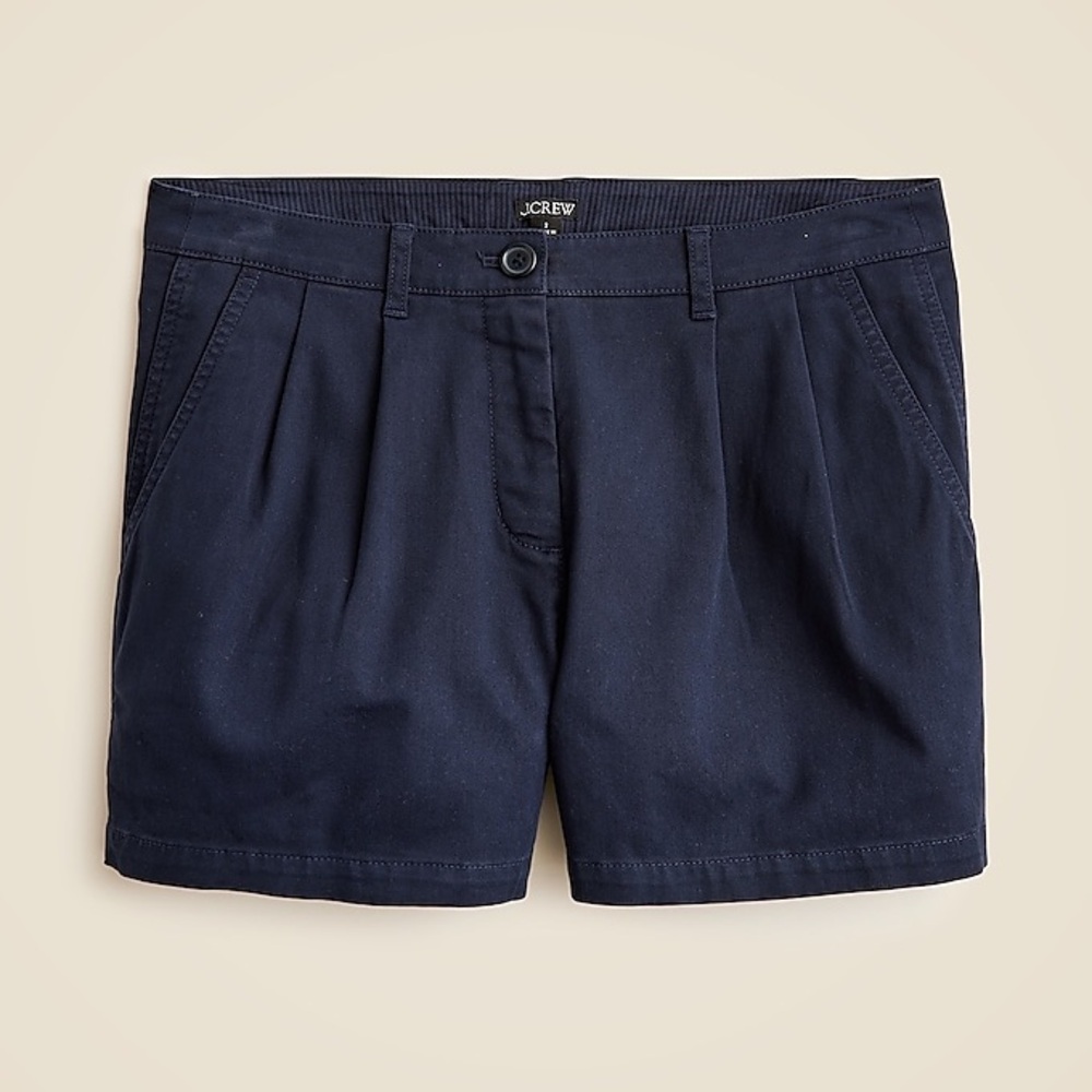 J.Crew 3" pleated heritage chino short navy blue size 8 NWT